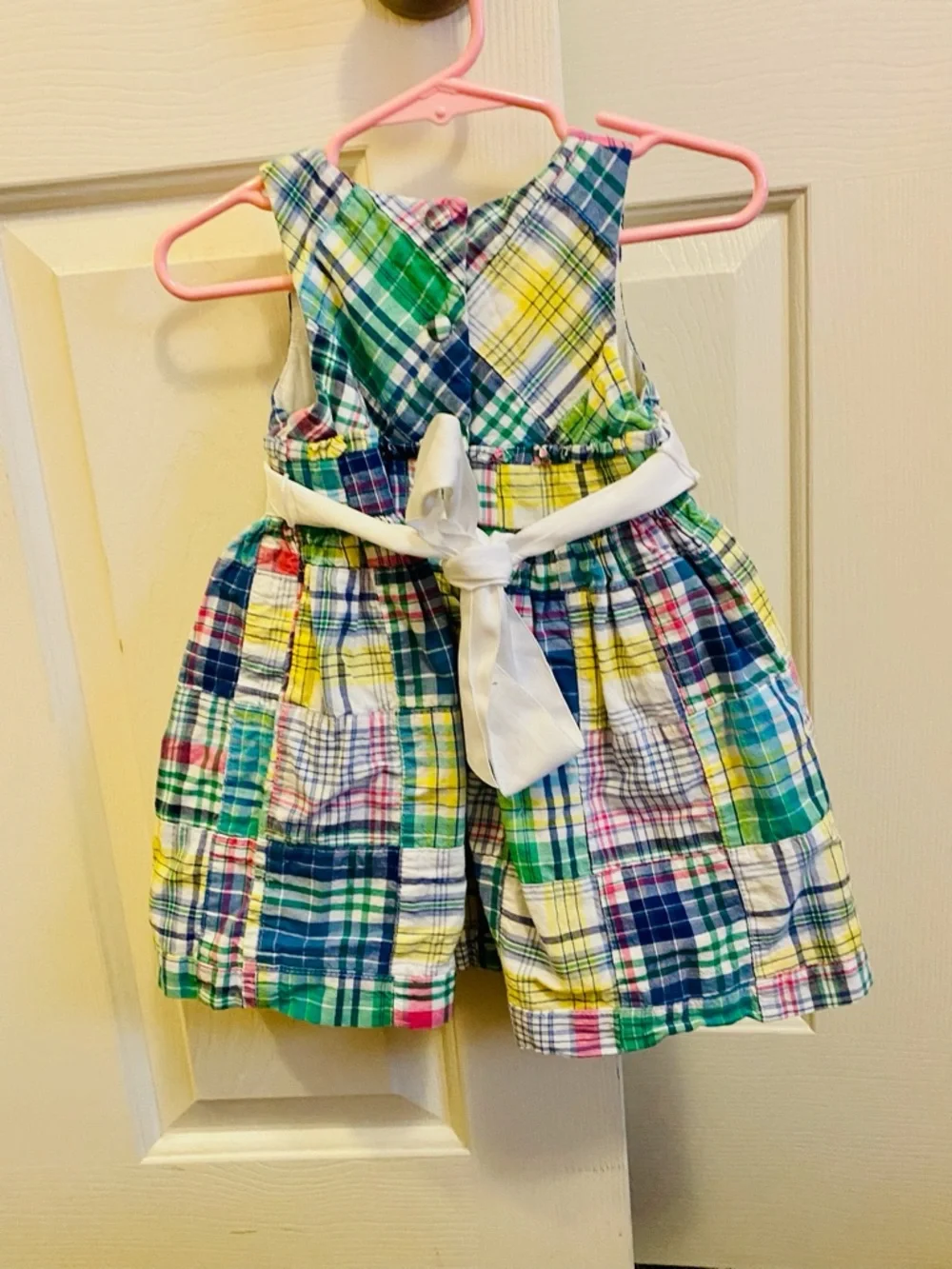 EUC Ralph Lauren Multicolor Plaid Sundress with White Waistband